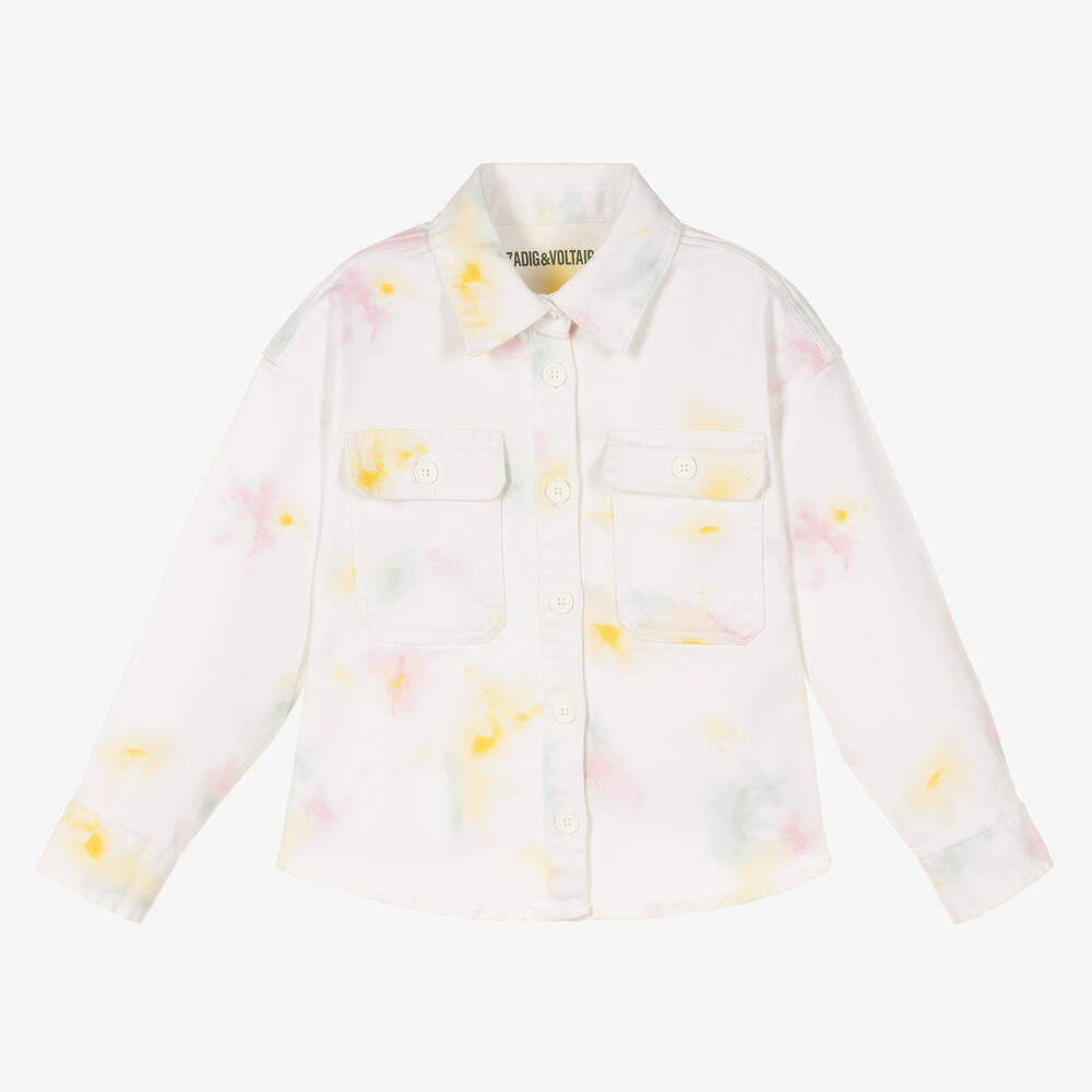 Zadig&Voltaire - Veste blanche tie dye en jean fille | Childrensalon