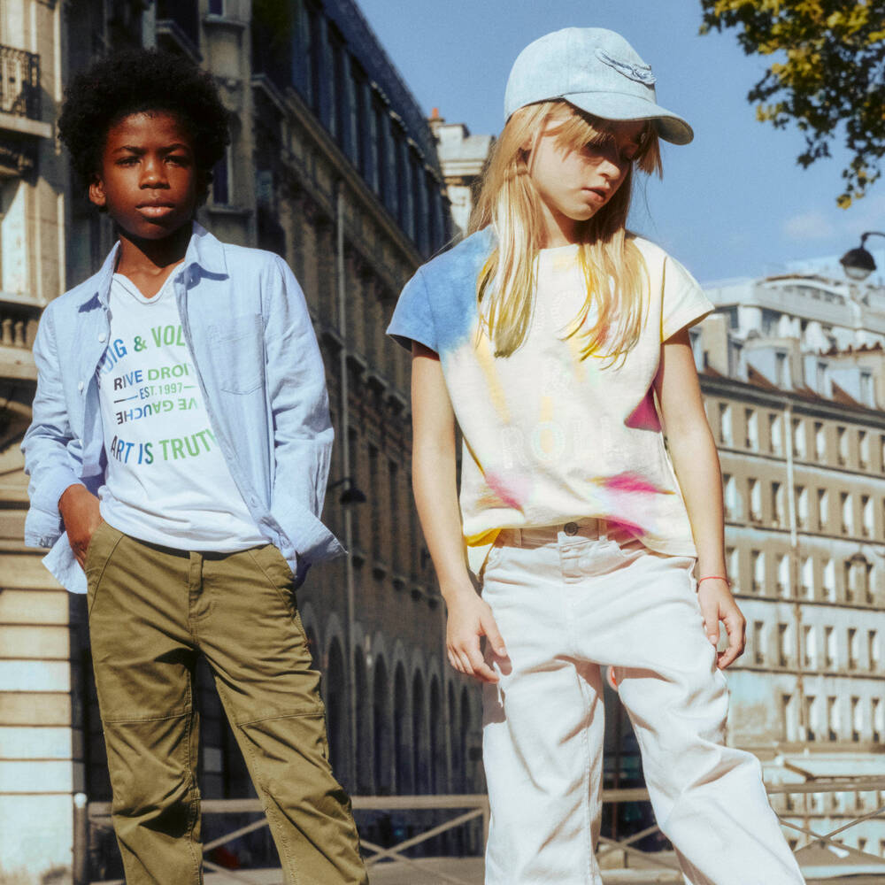 Zadig&Voltaire-تيشيرت قطن عضوي جيرسي لون أصفر للبنات | Childrensalon Outlet