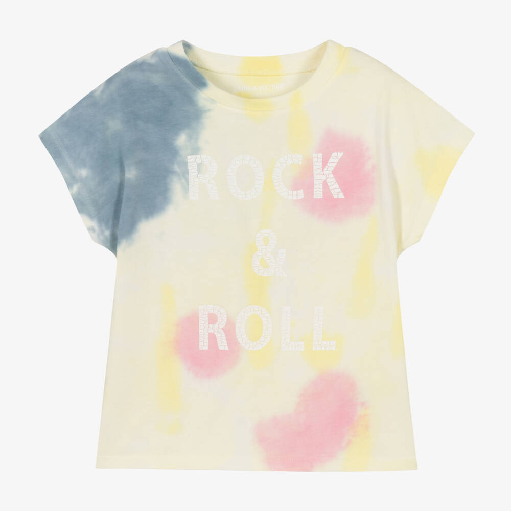 Zadig&Voltaire-Girls Yellow Cotton Tie-Dye T-Shirt | Childrensalon Outlet