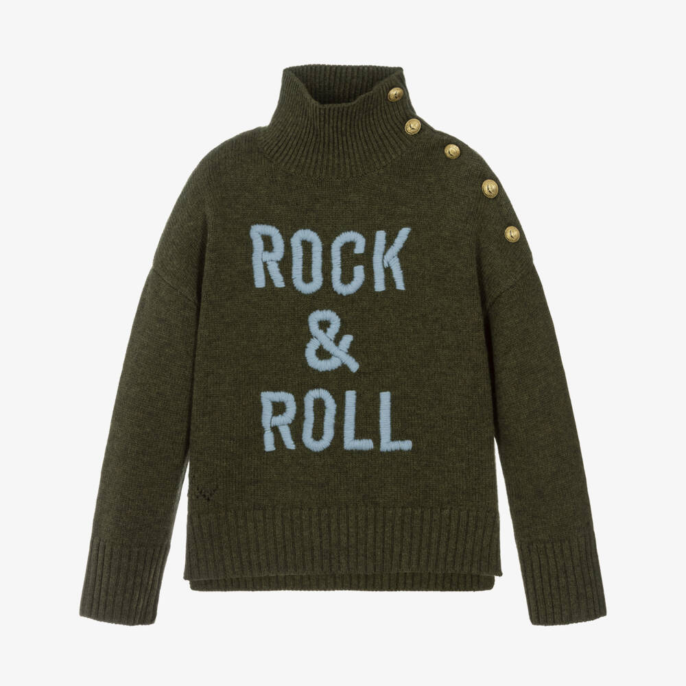 Zadig&Voltaire-Green High Neck Embro Logo Sweater | Childrensalon Outlet