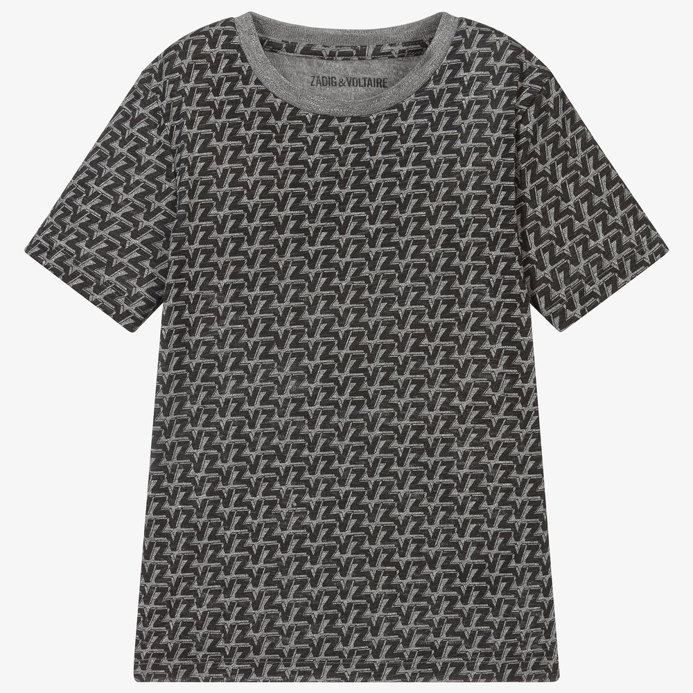 Zadig&Voltaire - T-Shirt in Grau und Schwarz  | Childrensalon