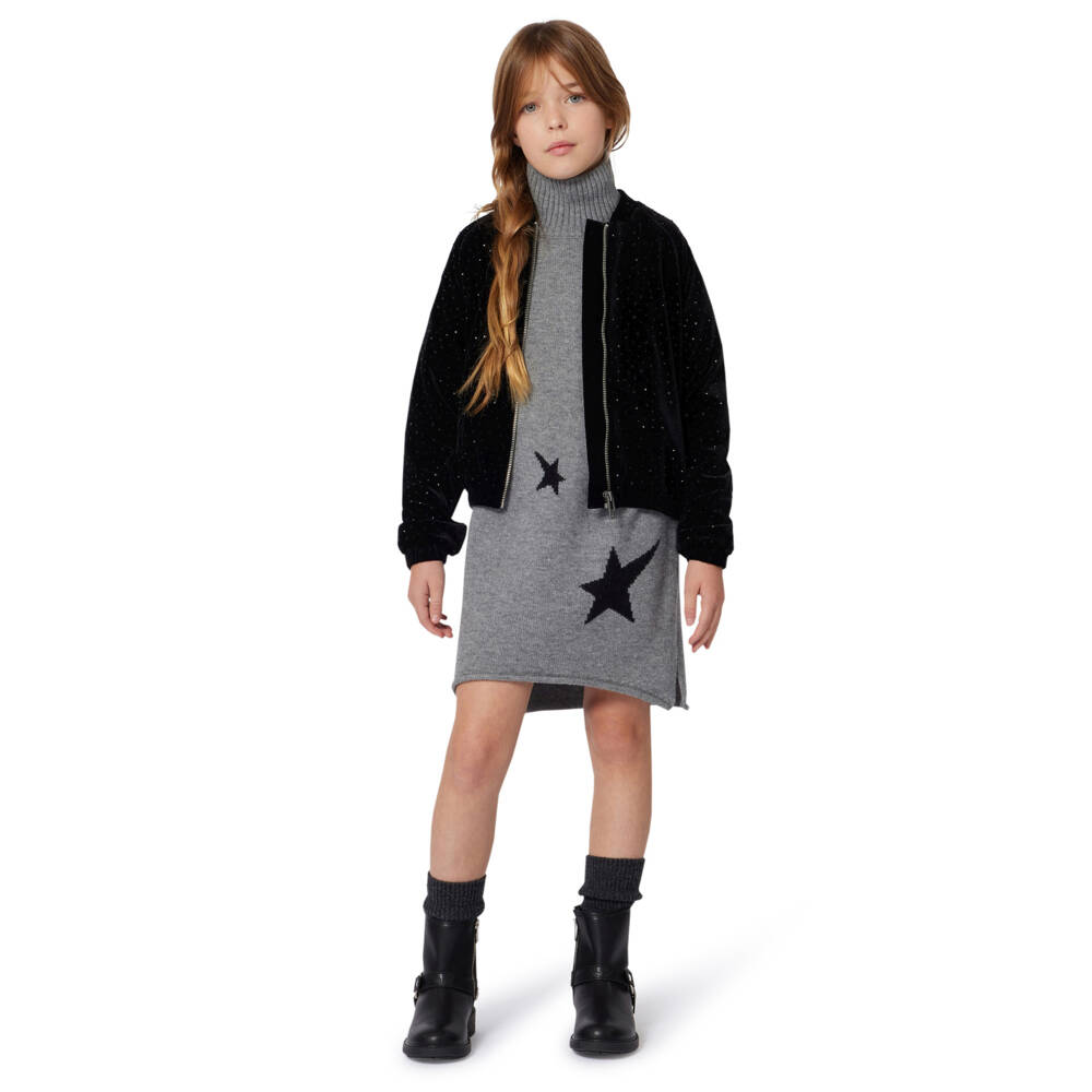 Zadig&Voltaire-Grey Stars Knitted Dress | Childrensalon Outlet