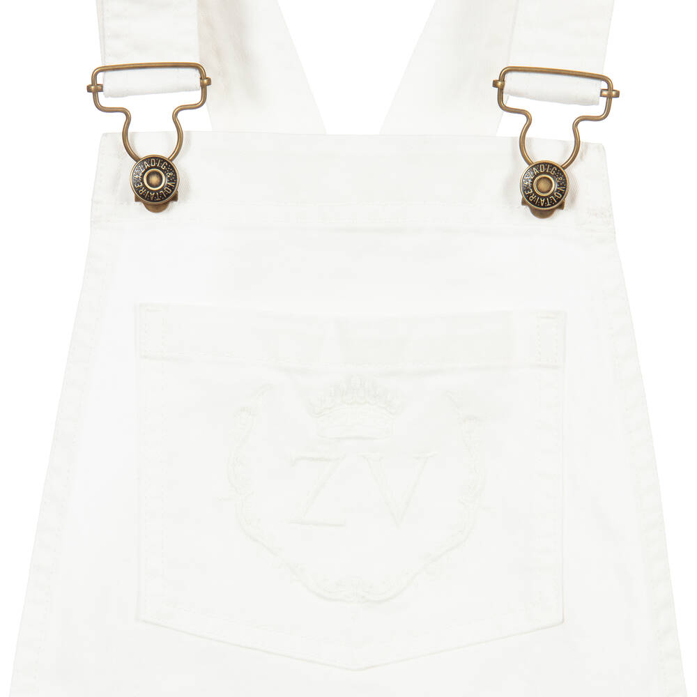 Zadig&Voltaire-Ivory Denim Dungaree Shorts | Childrensalon Outlet