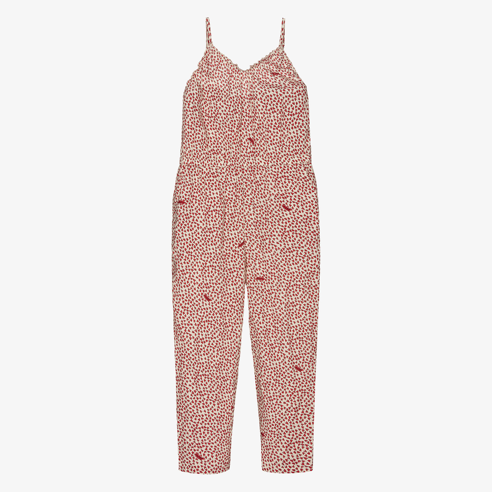 Zadig&Voltaire - Jumpsuit mit Herzen in Elfenbein und Rot | Childrensalon