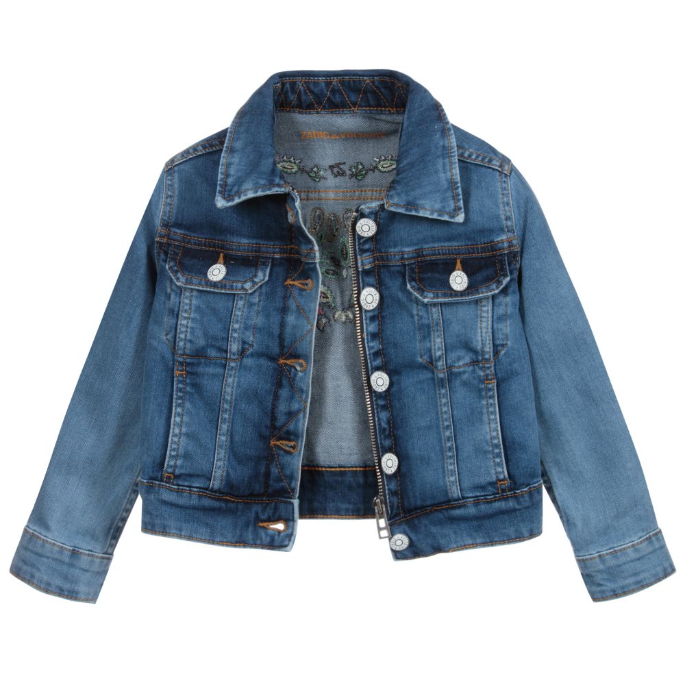 Zadig Voltaire Girls Blue Denim Jacket Childrensalon Outlet