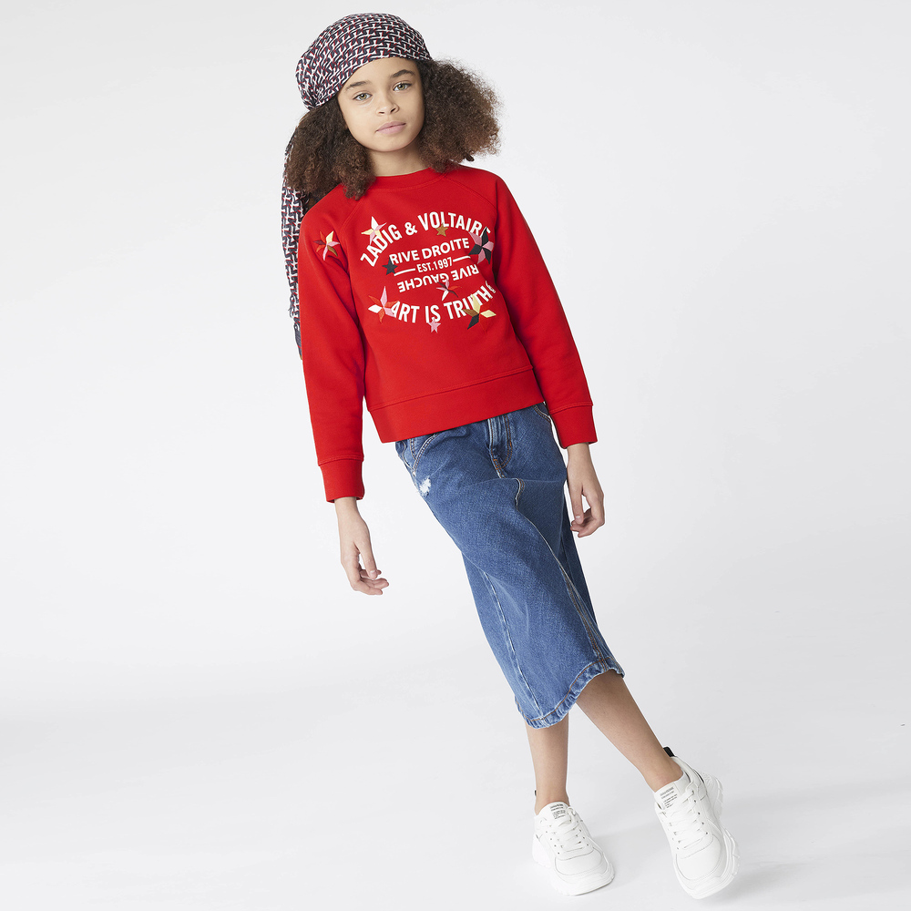 Zadig Voltaire Girls Red Logo Sweatshirt Childrensalon Outlet