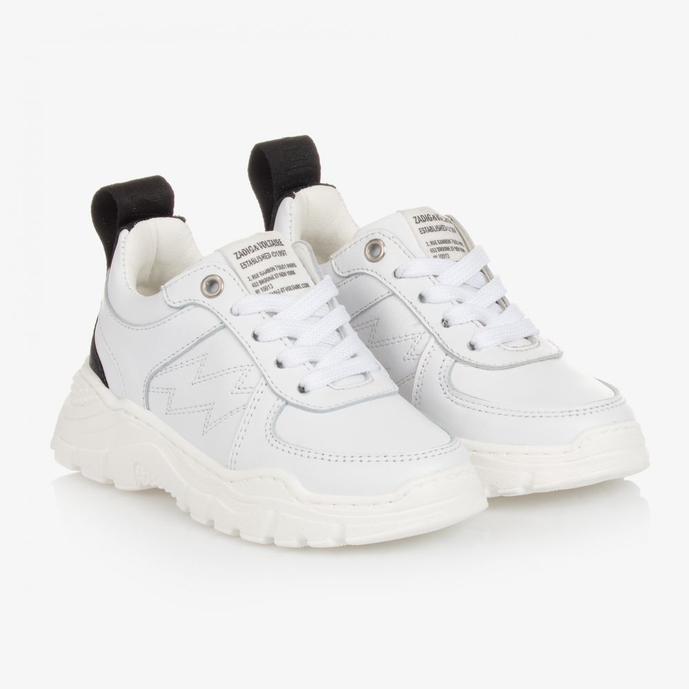 Zadig&Voltaire - Girls White Leather Trainers | Childrensalon