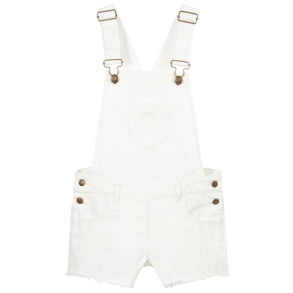 White denim dungaree best sale shorts