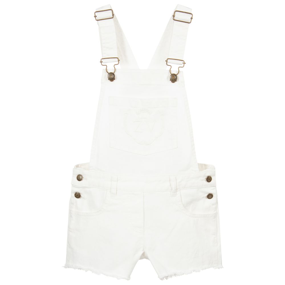 Zadig&Voltaire - Ivory Denim Dungaree Shorts | Childrensalon