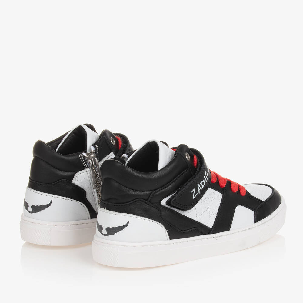 Zadig&Voltaire-Teen Black & White Leather High-Top Trainers | Childrensalon Outlet