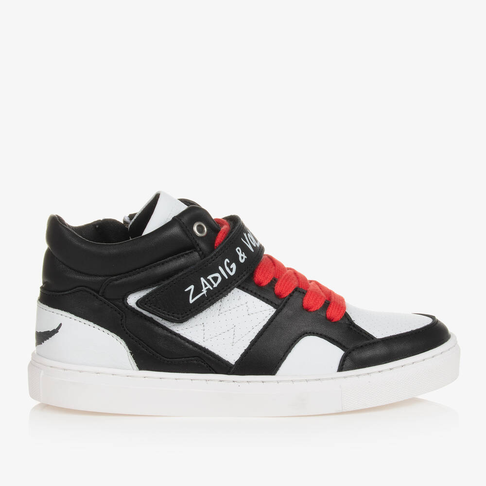 Zadig&Voltaire-Teen Black & White Leather High-Top Trainers | Childrensalon Outlet