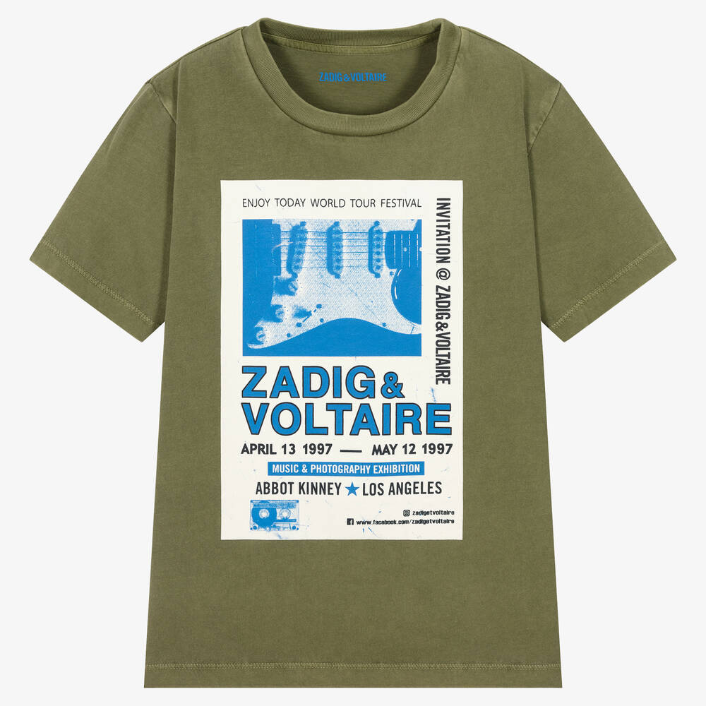 Zadig&Voltaire-Teen Boys Green Cotton Logo T-Shirt | Childrensalon Outlet