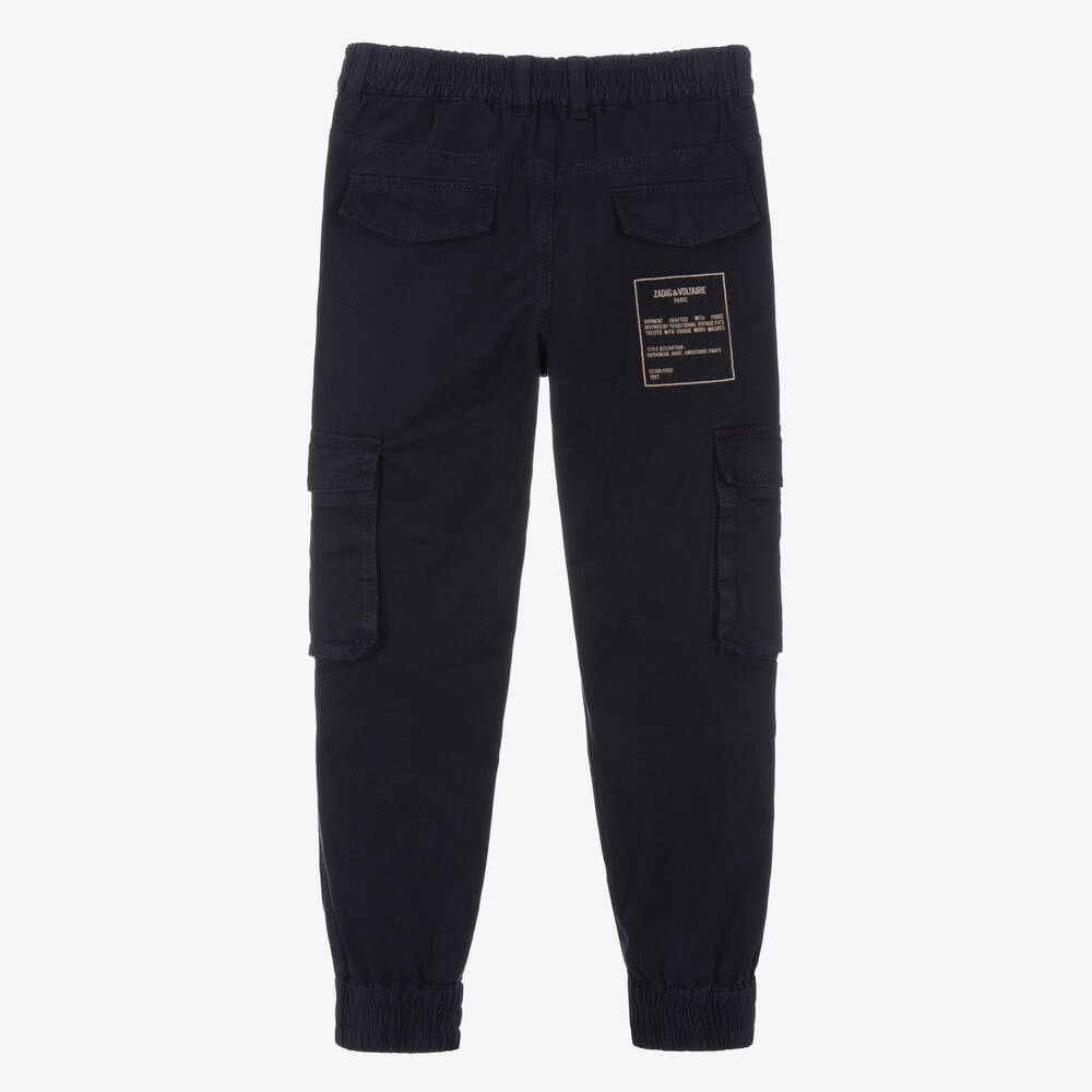 Zadig&Voltaire-بنطلون كارغو تينز ولادي قطن تويل لون كحلي | Childrensalon Outlet