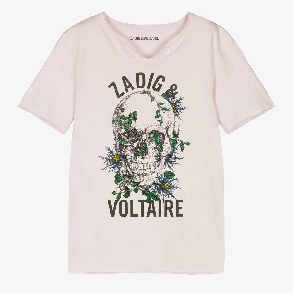 Zadig&Voltaire - Teen Boys Pink Cotton Logo T-Shirt | Childrensalon