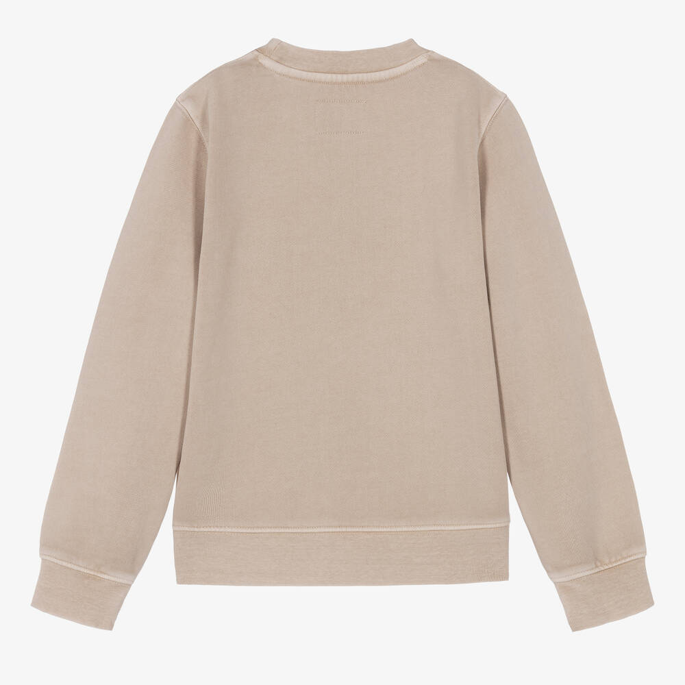 Zadig Voltaire Teen Boys Washed Beige Slogan Sweatshirt