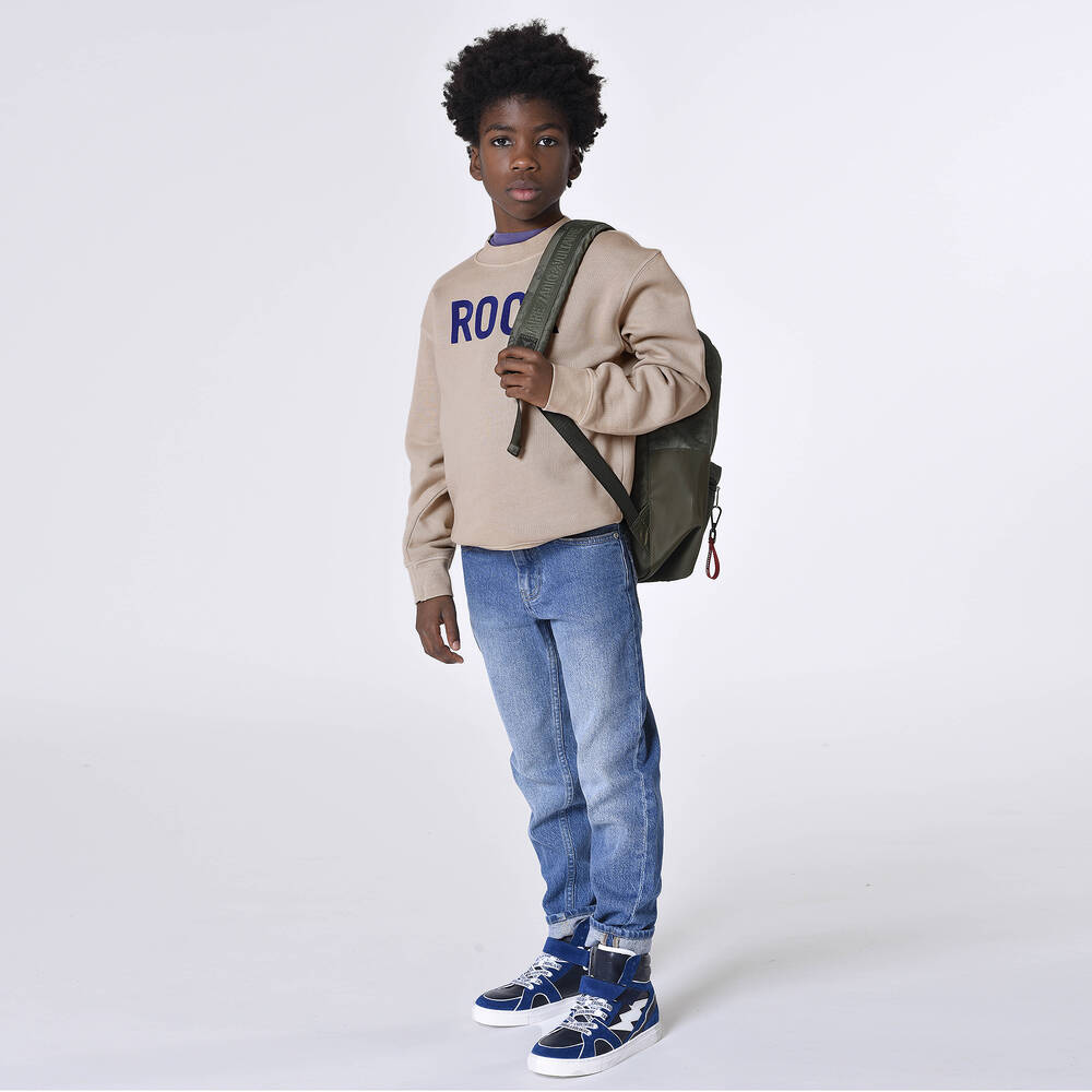 Zadig&Voltaire-Teen Boys Washed Beige Slogan Sweatshirt | Childrensalon Outlet
