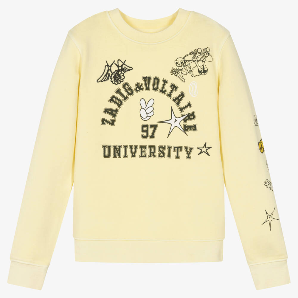 Zadig&Voltaire - Gelbes Baumwoll-College-Sweatshirt | Childrensalon