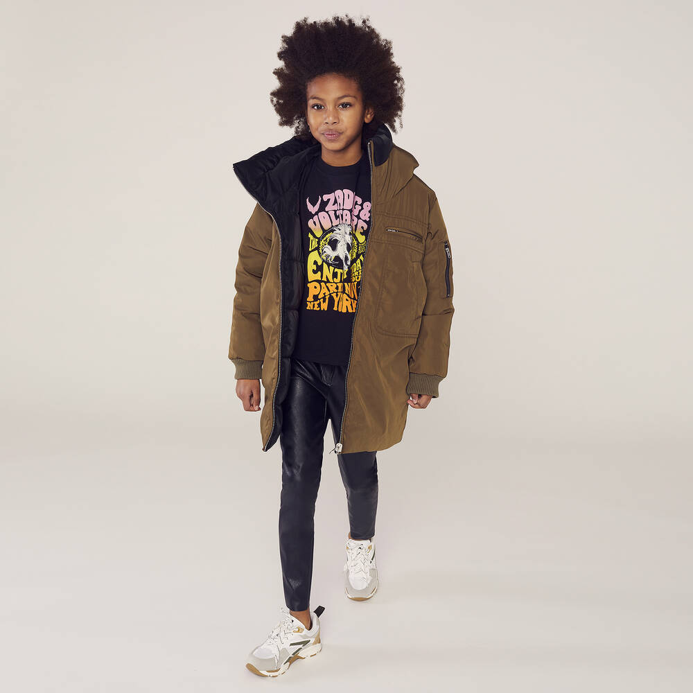 Zadig&Voltaire-بنطلون تينز بناتي جلد صناعي لون أسود | Childrensalon Outlet