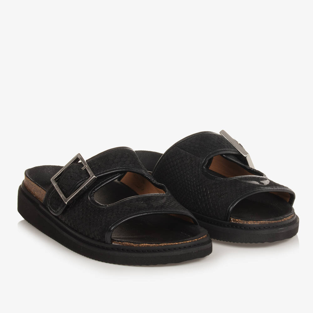 Womens black buckle sandals discount
