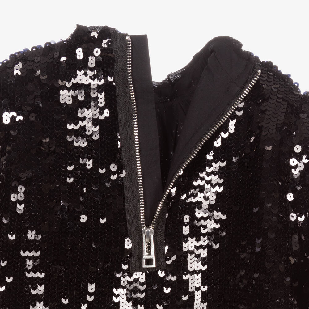 Zadig&Voltaire-فستان تينز بناتي مزين بترتر لون أسود | Childrensalon Outlet