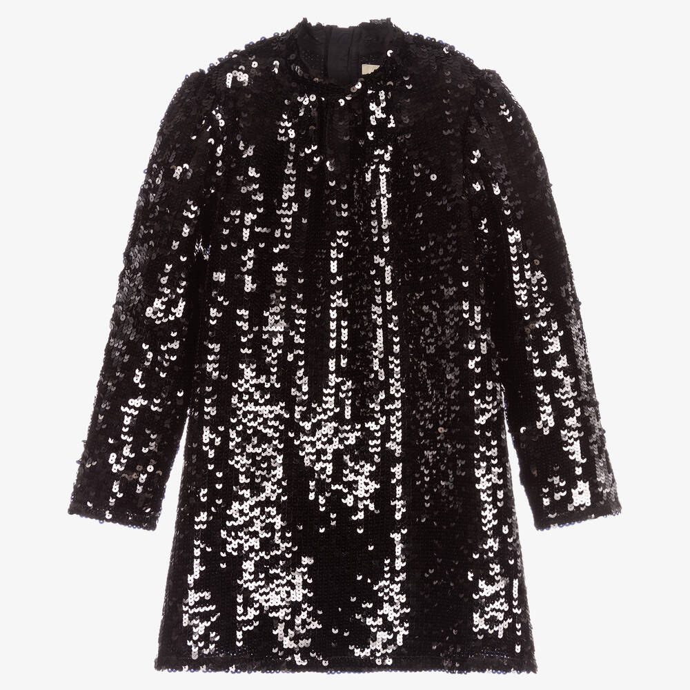 Zadig&Voltaire - فستان تينز بناتي مزين بترتر لون أسود | Childrensalon