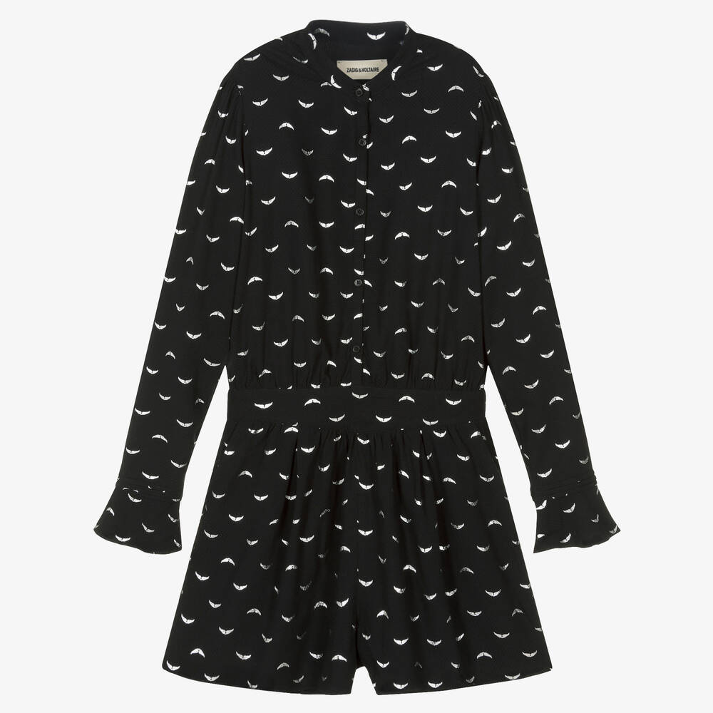 Zadig&Voltaire - Combishort noir en viscose ado | Childrensalon