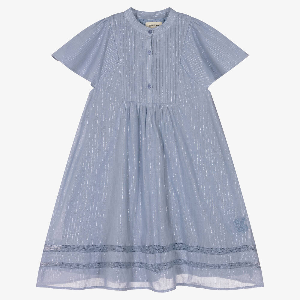 Zadig&Voltaire - Robe bleue et argentée en coton | Childrensalon