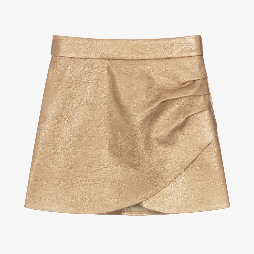 Zadig&Voltaire - Teen Girls Gold Faux Leather Skirt | Childrensalon