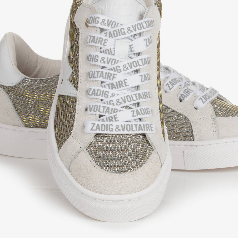 Zadig&Voltaire-Teen Girls Gold & Silver Glitter Trainers | Childrensalon Outlet