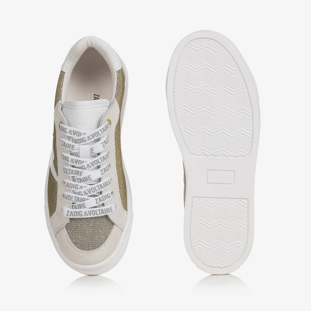 Zadig&Voltaire-Teen Girls Gold & Silver Glitter Trainers | Childrensalon Outlet
