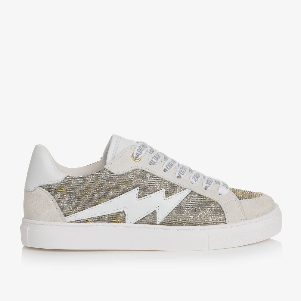 Zadig&Voltaire-Teen Girls Gold & Silver Glitter Trainers | Childrensalon Outlet