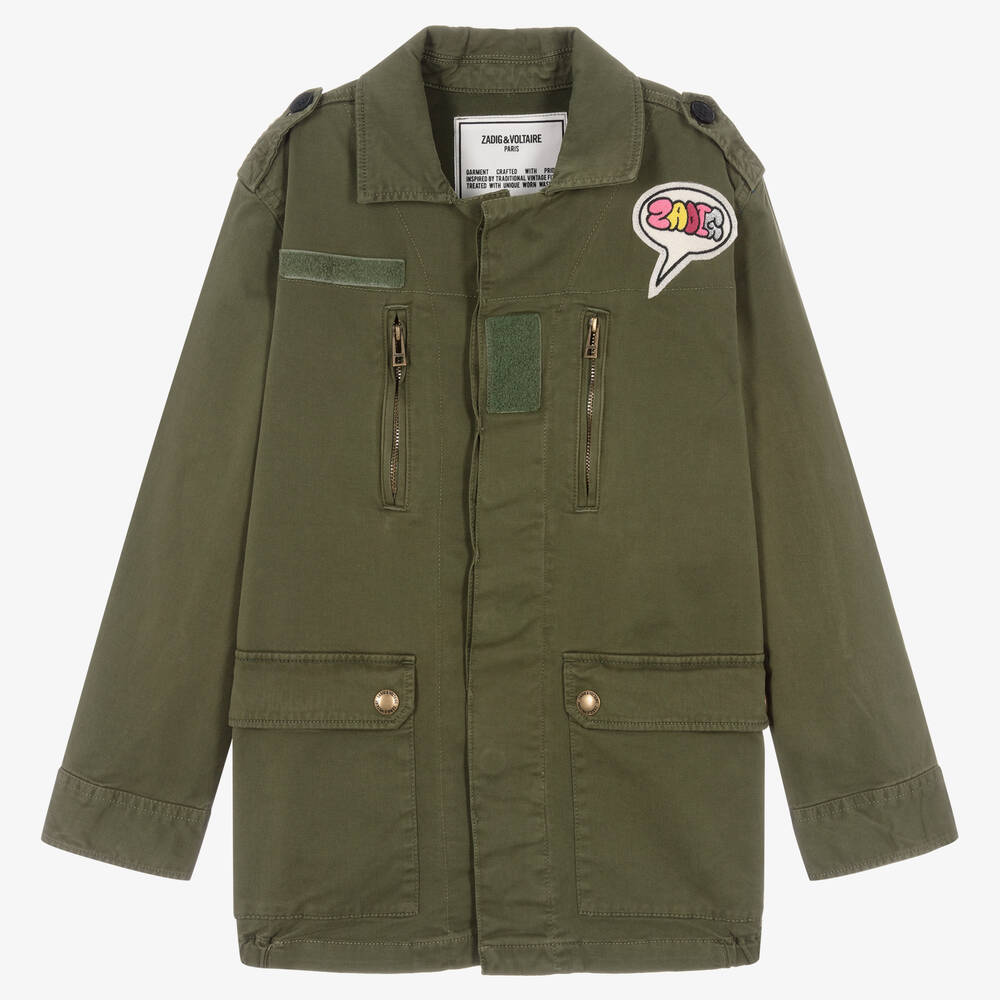 Zadig&Voltaire - Teen Girls Green Embroidered Military Jacket | Childrensalon