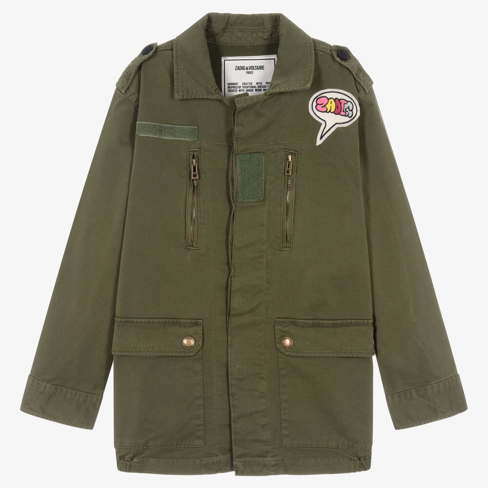 Zadig&Voltaire - Veste militaire verte brodée ado | Childrensalon