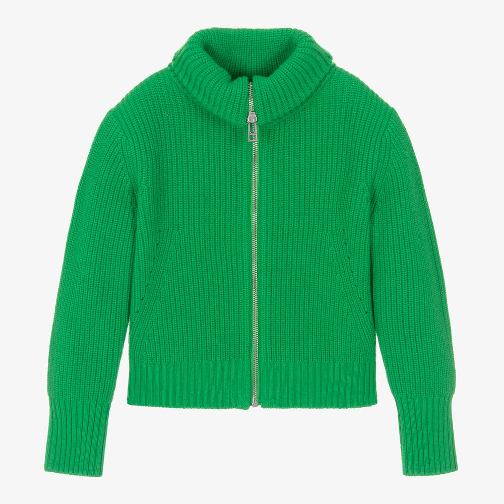 Zadig&Voltaire-توب بسحّاب مزيج صوف محبوك لون أخضر تينز بناتي | Childrensalon Outlet