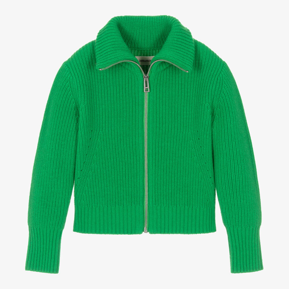 Zadig&Voltaire - Haut vert zippé en maille ado | Childrensalon