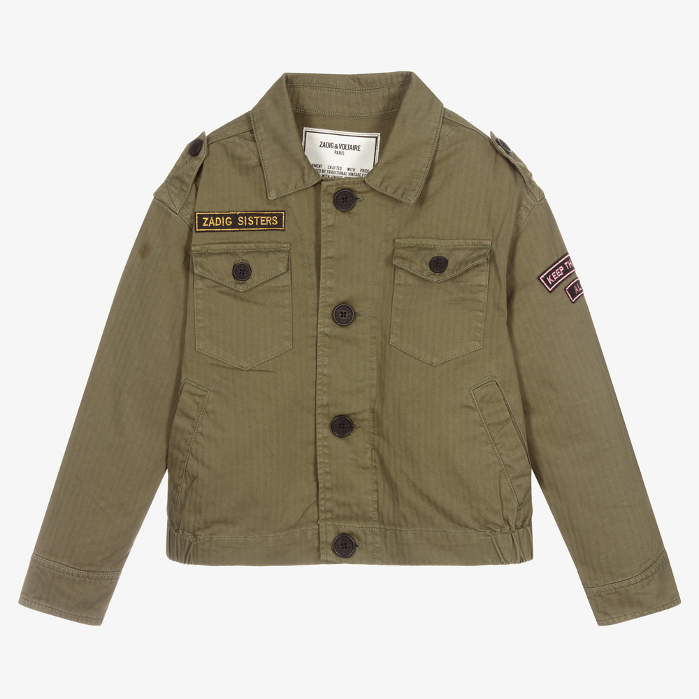 Zadig&Voltaire - Teen Girls Khaki Green Jacket | Childrensalon