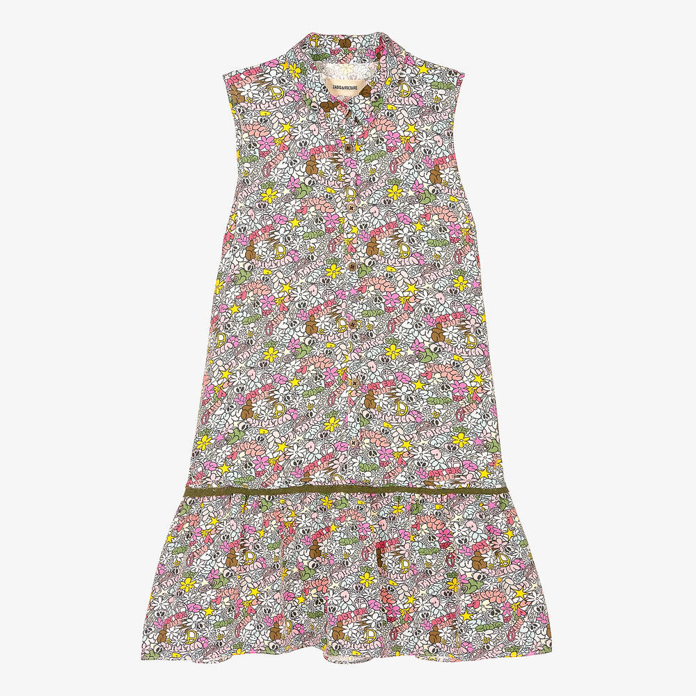 Zadig&Voltaire - Teen Girls Pink Floral Logo Dress | Childrensalon