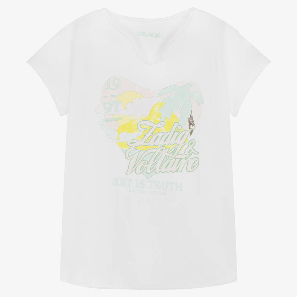 Zadig&Voltaire - T-shirt blanc à motif ado fille  | Childrensalon