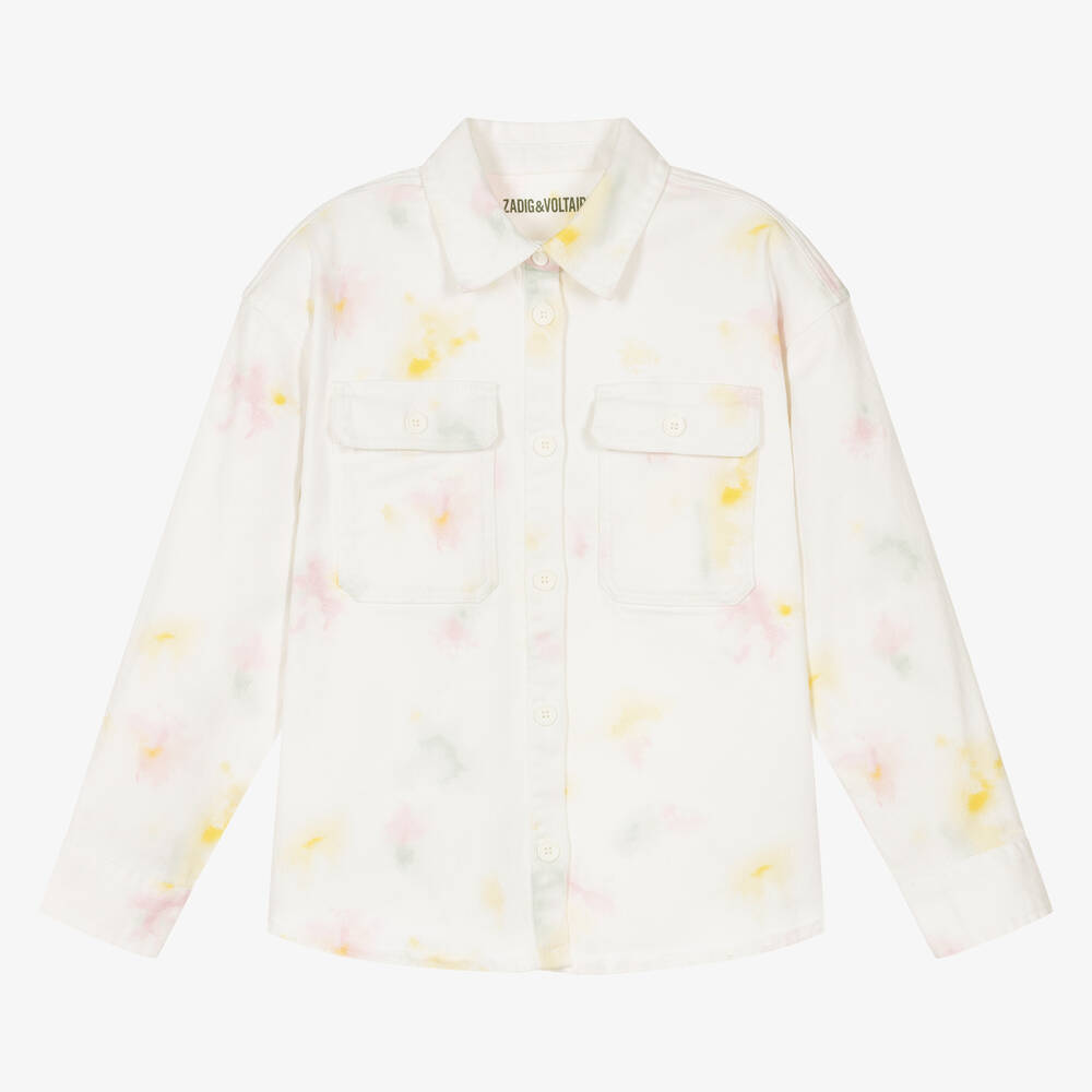 Zadig&Voltaire-Teen Girls White Tie-Dye Denim Jacket | Childrensalon Outlet