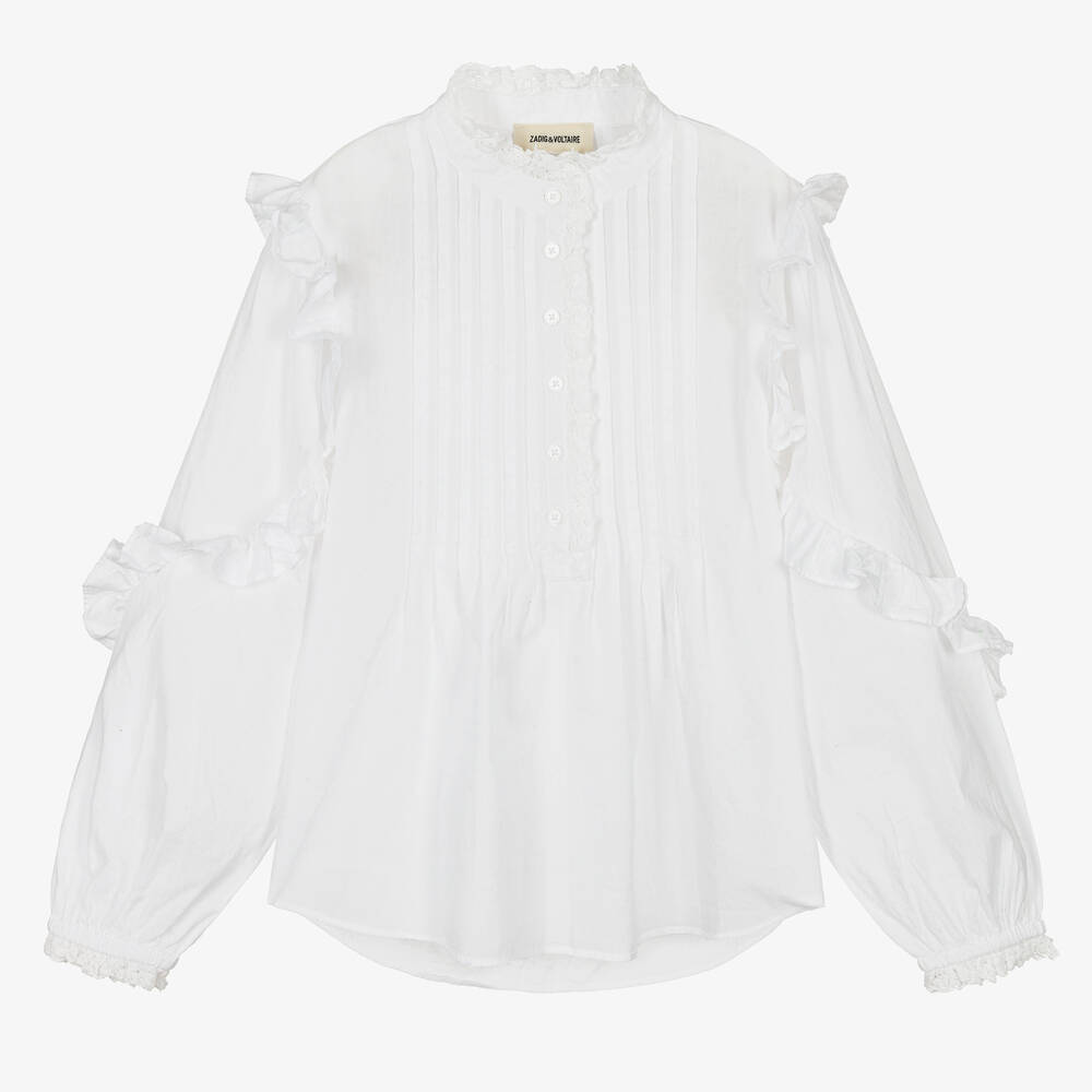 Zadig&Voltaire-Teen Girls White Vintage Lace Cotton Blouse | Childrensalon Outlet