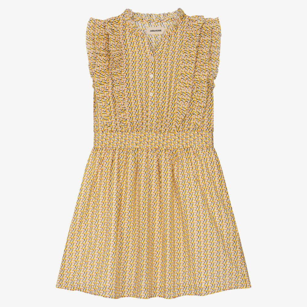 Zadig&Voltaire - Teen Girls Yellow Cotton Logo Dress | Childrensalon