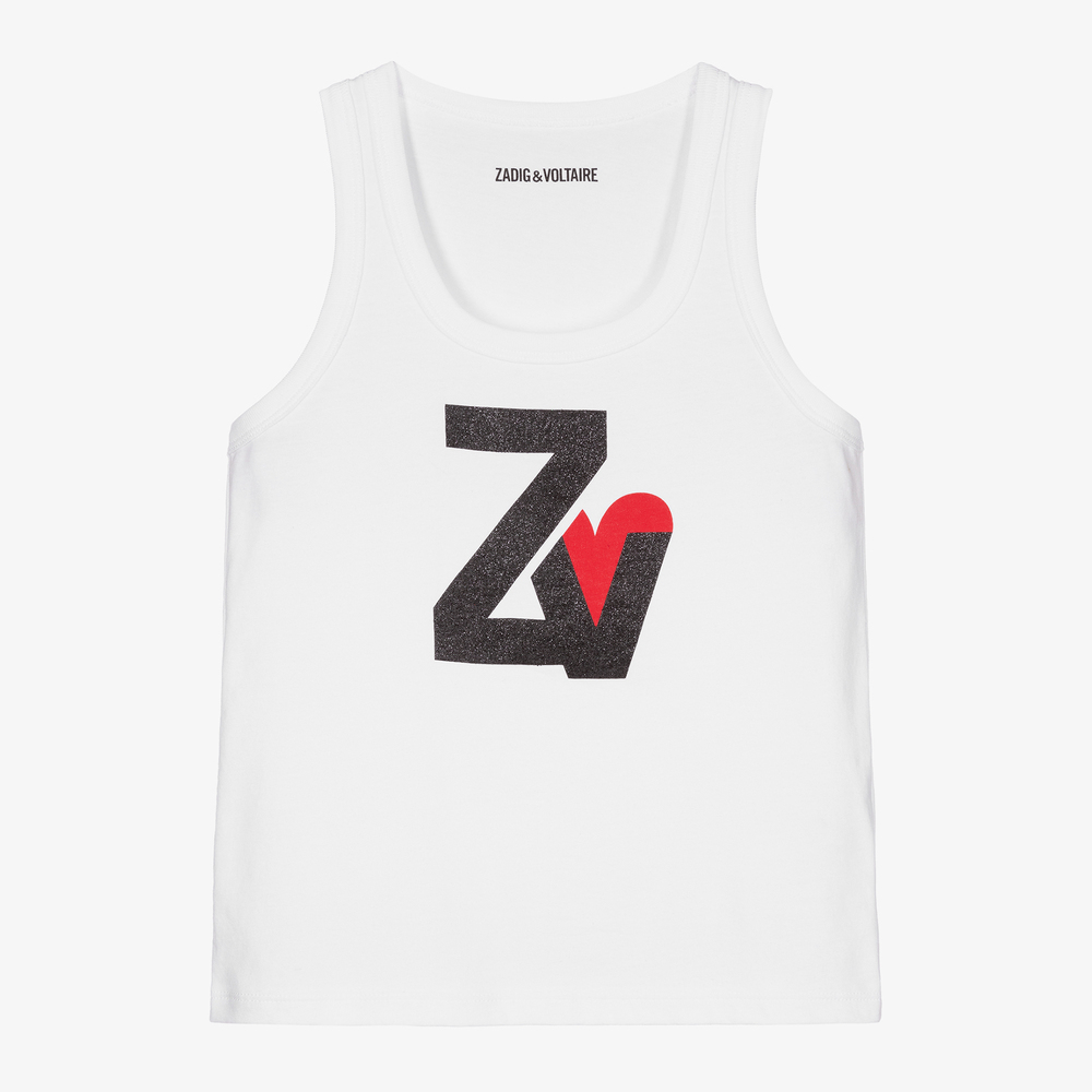 Zadig&Voltaire - White Cotton Logo Vest Top | Childrensalon
