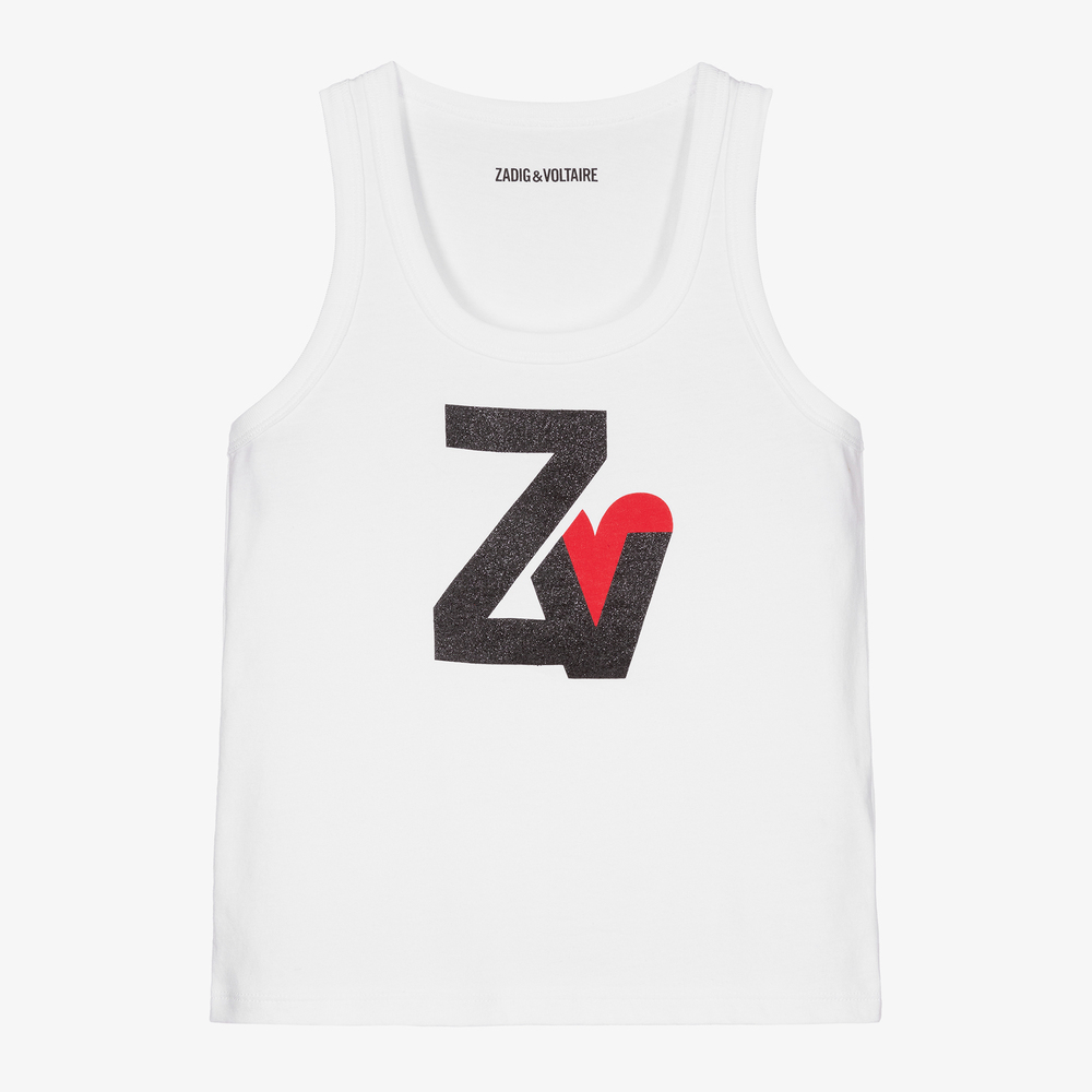 Zadig&Voltaire-White Cotton Logo Vest Top | Childrensalon Outlet