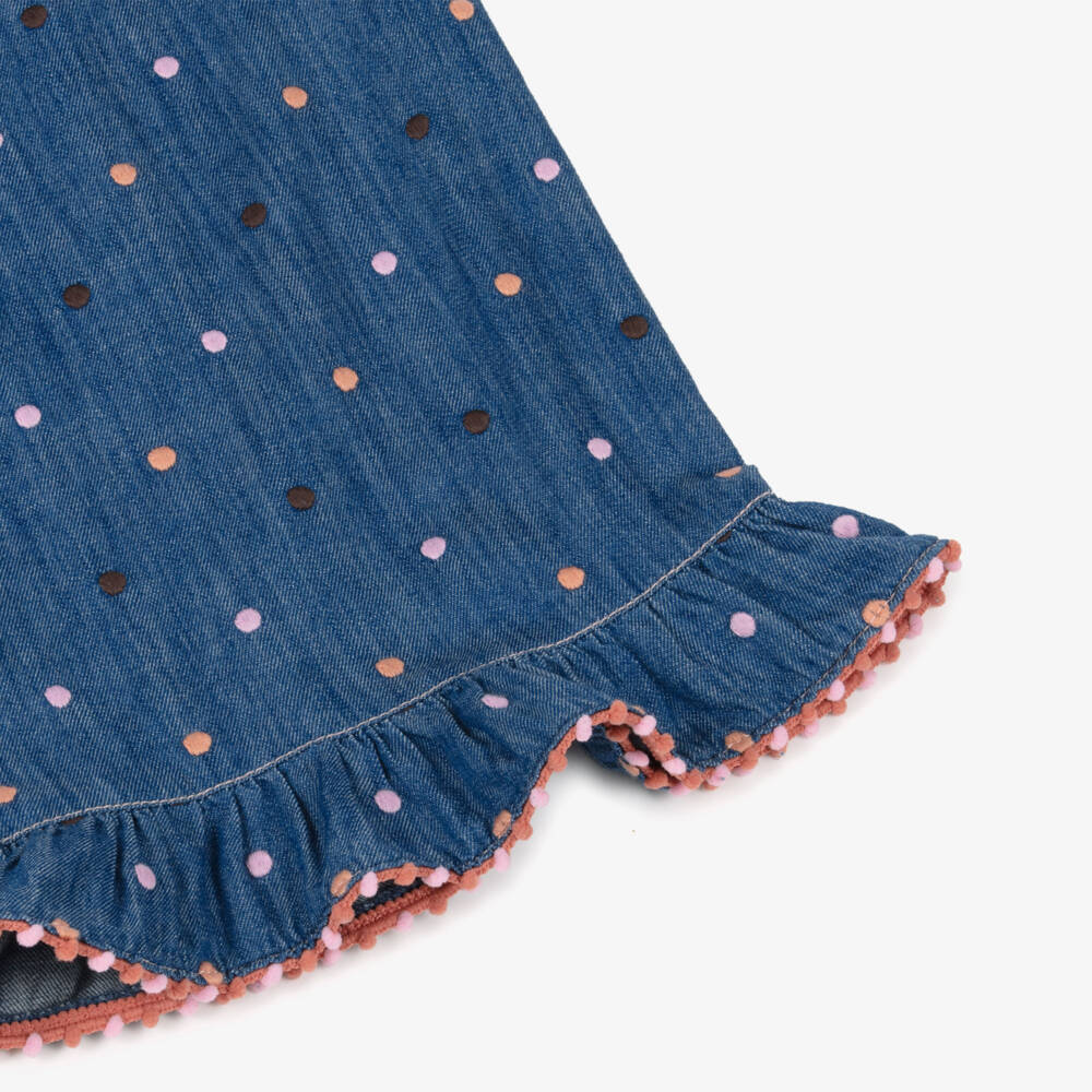 Zimmermann-Blue Denim Polka Dot Ruffle Jeans | Childrensalon Outlet