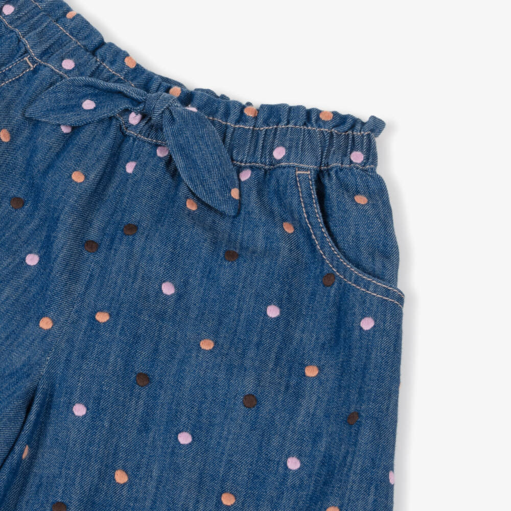 Zimmermann-Blue Denim Polka Dot Ruffle Jeans | Childrensalon Outlet