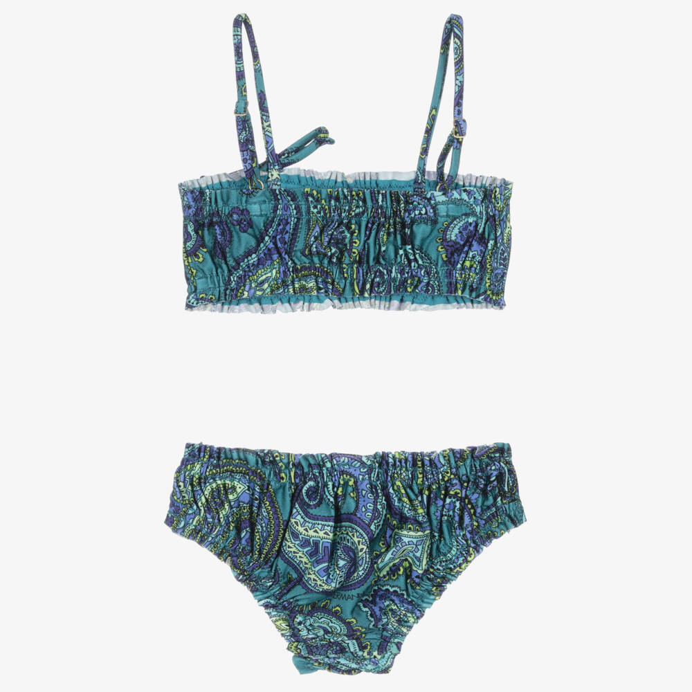 Zimmermann-Blue Floral Ruched Bikini | Childrensalon Outlet