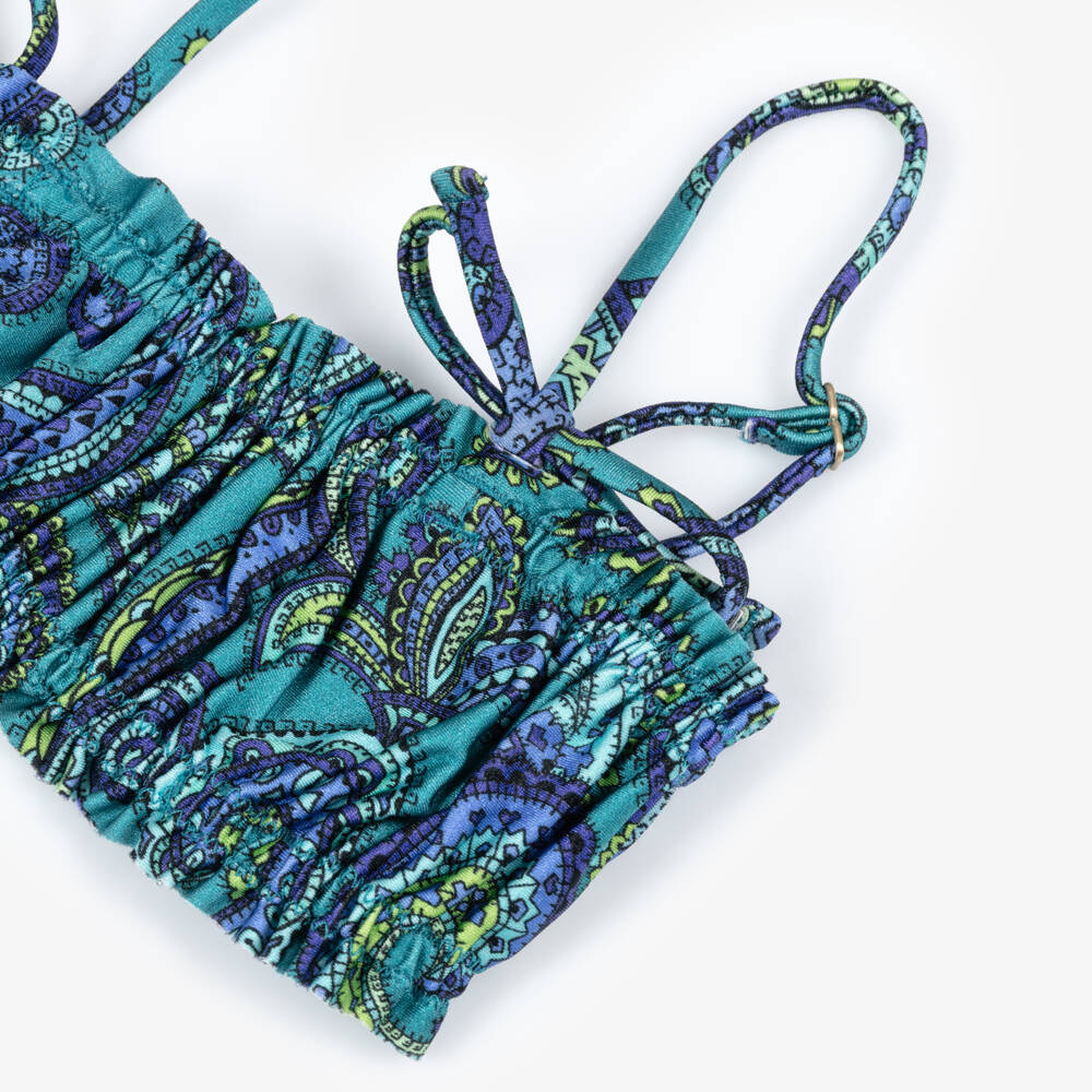 Zimmermann-Blue Floral Ruched Bikini | Childrensalon Outlet