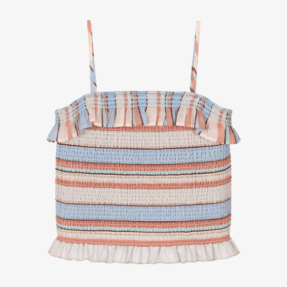 Zimmermann-Blue Multi Stripe Strappy Top | Childrensalon Outlet