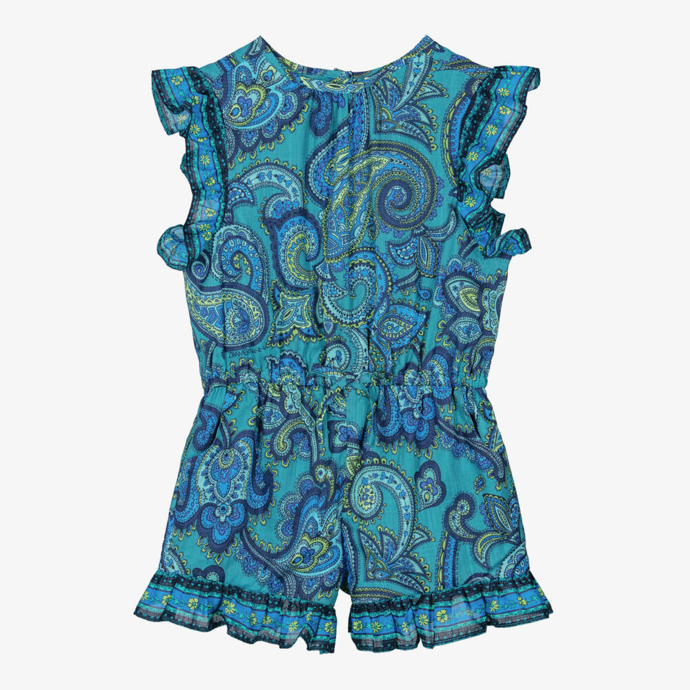 Zimmermann-Синий комбинезон с узором пейсли для девочек | Childrensalon Outlet