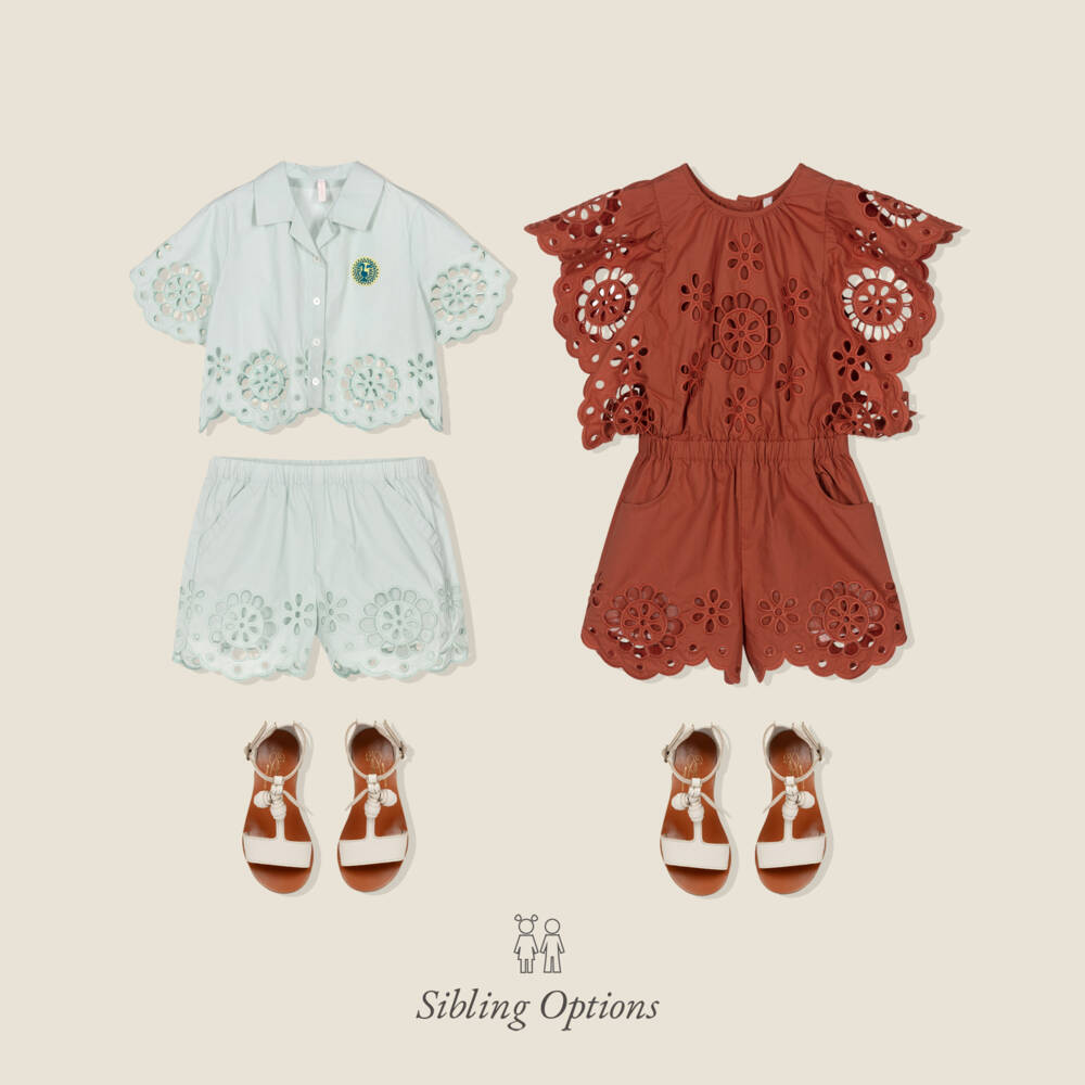 Zimmermann-Brown Cut Out Flower Playsuit | Childrensalon Outlet